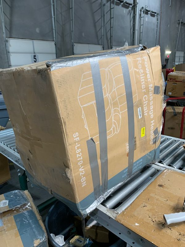 Photo 1 of ***MAJOR DAMAGE FOR PARTS ONLY***
POWERS ON**DUMOS Power Lift Recliner Chair with Vibration Massage and Heat for Elderly, Ergonomic Overstuffed Breathable Fabric Reclining Chair with 3 Pockets, Remote Control, Living Room, Bedroom, Grey