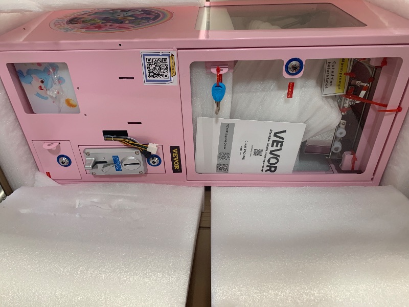 Photo 1 of (untested for part) VEVOR Claw Crane Machine, Medium-Sized Arcade Game Machine with Light & Sound, Adjustable Steel Claws, Precise Toy Candy Grabber Prize Dispenser Vending Toy, for Commercial Home Parties Cinema, Pink