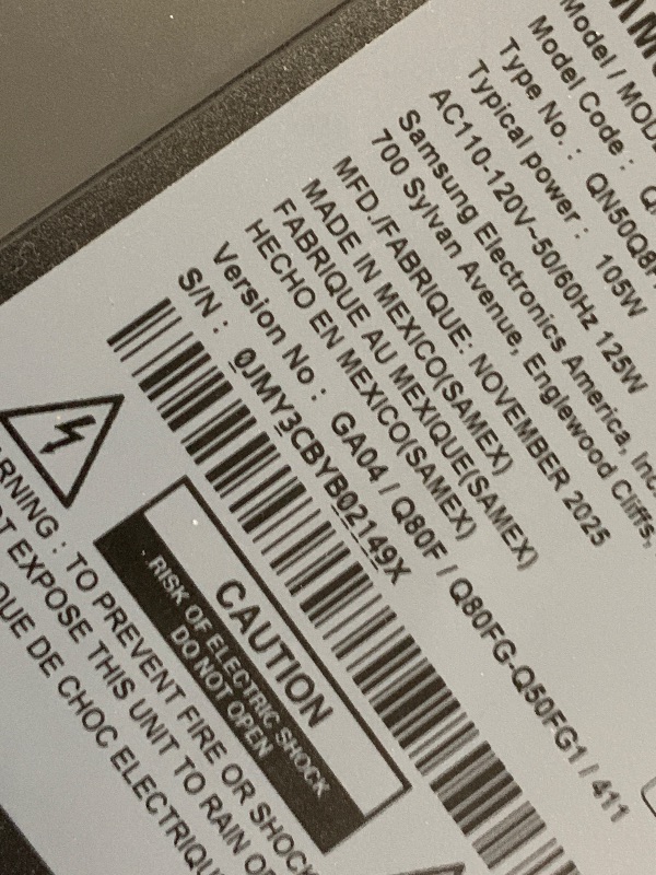 Photo 1 of (used) (damaged screen) (sold for parts only) Samsung 50-Inch Class QLED Q8F 4K UHD Smart TV (2025 Model) Q4 AI Processor, 100% Color Volume with Quantum Dot, AirSlim Design, Endless Free Content, Samsung Vision AI, Alexa Built-in