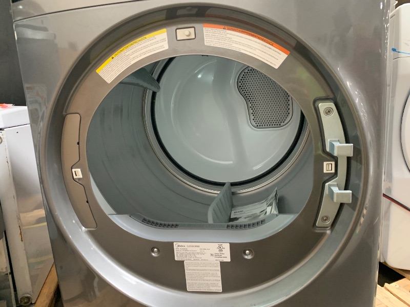 Photo 1 of  SCRATCHED/DENTED******Midea 8-cu ft Stackable Vented Gas Dryer with Steam Cycle ( Graphite Silver )
