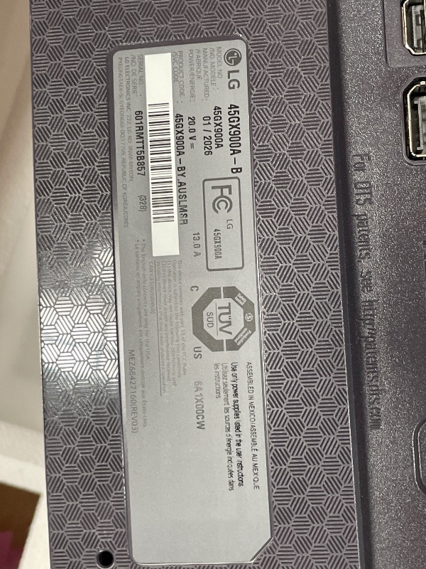 Photo 1 of (monitor parts only, missing) LG 45GX900A-B 45-Inch Ultragear WQHD (3440 x 1440) OLED Curved Gaming Monitor, 240Hz, 0.03ms, NVIDIA G-Sync, VESA DisplayHDR True Black 400, HDMI 2.1, DisplayPort, USB Type-C PD 65W, Black