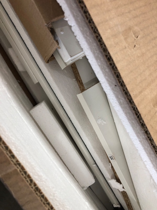 Photo 1 of (sold as parts[missing /broken boards/ assmebly])LIVELYGLOW Makeup Vanity Desk with Smart LED Mirror & Charging Station, 35.4" White Vanity Table Set with Cushioned Stool, 4 Drawers & Hairdryer Rack, Modern Bedroom Dressing Table-White