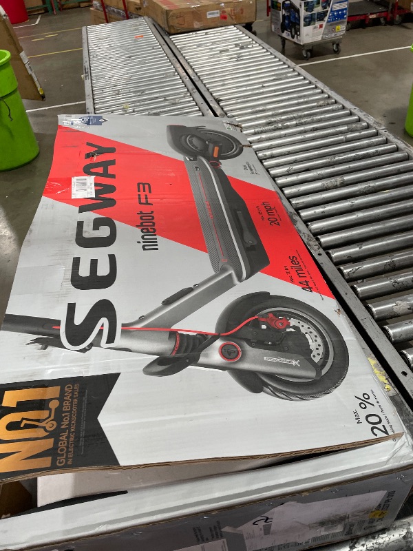 Photo 1 of * LOCKED AND NEEDS PIN TO UNLOCK* NONFUNCTIONAL UNLESS PIN REMOVED* Segway Ninebot F3 Electric Scooter, 20 MPH w/ 44-Mile Range, 10" Tubeless Tires, Front Hydraulic & Rear Elastomer Suspension, UL2271/2272 Certified
