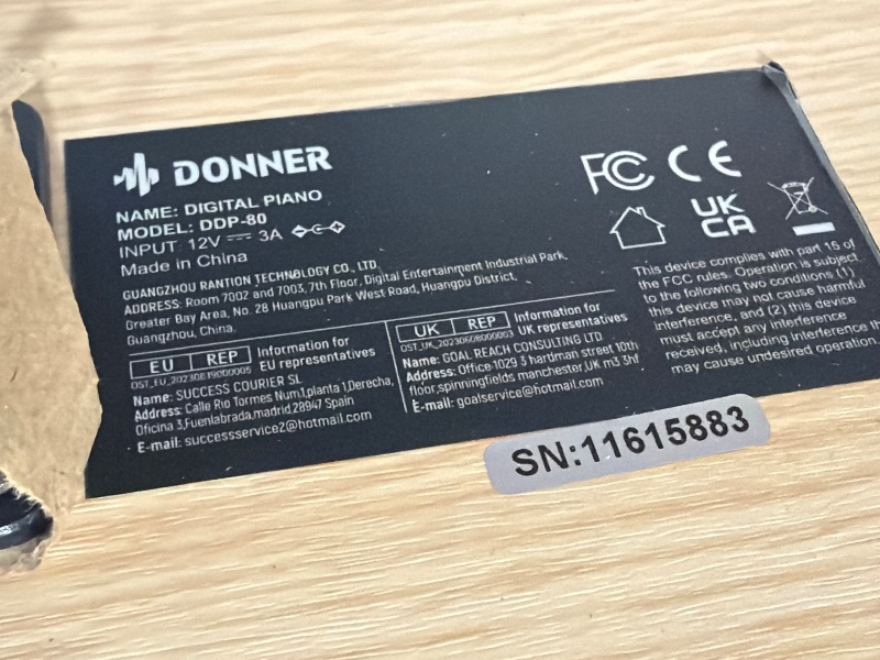 Photo 1 of **Parts Only*** 
Donner DDP-80 Digital Piano 88 Key Weighted Keyboard, Full-size Electric Piano for Beginners, with Sheet Music Stand, Triple Pedal, Power Adapter, Supports USB-MIDI Connecting, Natural Wood Color