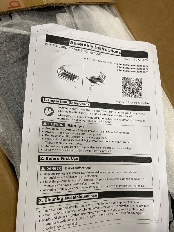 Photo 1 of **ONLY BOX 1**FAVSH Queen Size Upholstered Platform Bed with Trundle,2 Storage Drawers & USB/Type-C Charging,Linen Fabric Bed Frame with APP-Controlled LED Lights,No Box Spring Needed for Bedroom,Dark Gray