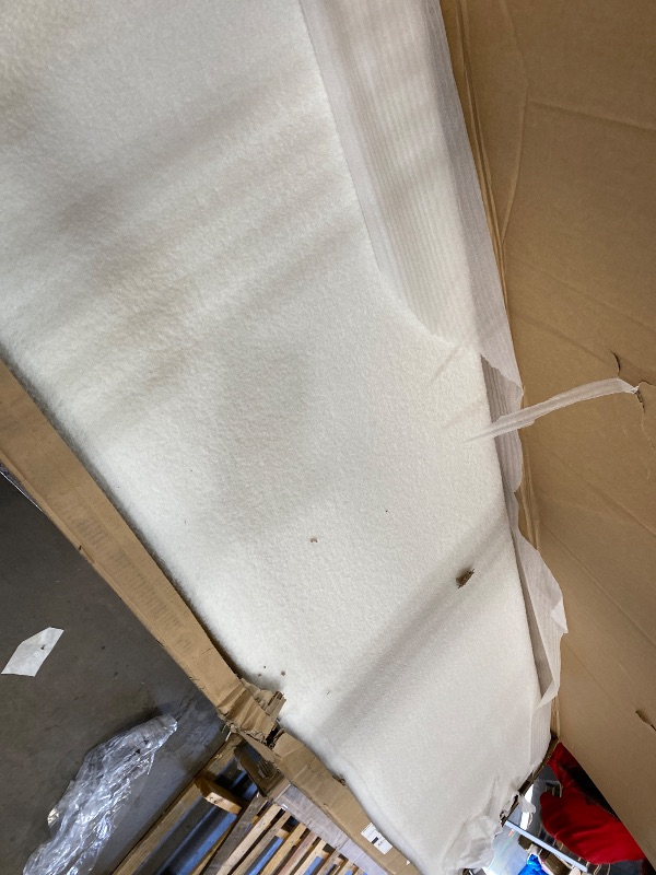 Photo 1 of (missing items, sold as parts) Merax Boucle King Bed, Upholstered Bed Frame and Headboard, Platform Bedframe, No Box Spring Required, Easy Assembly, White