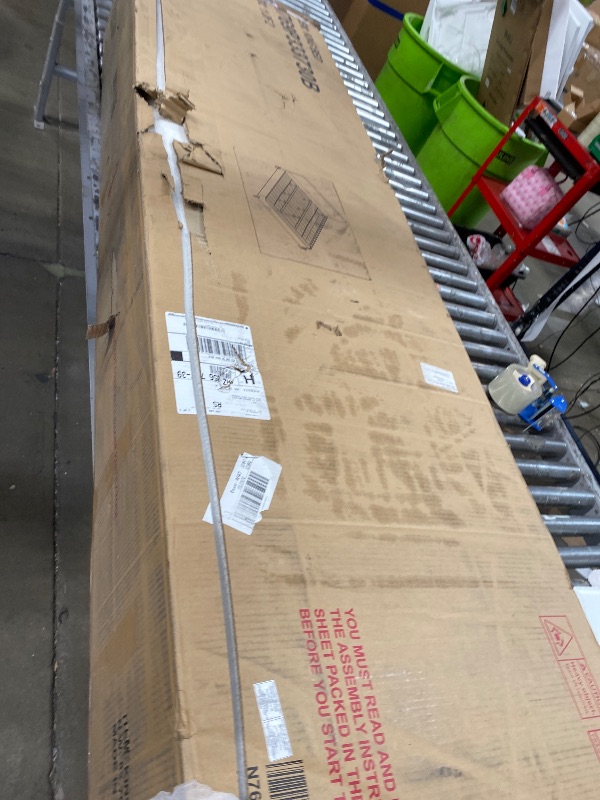 Photo 1 of (missing items, sold as parts) Merax Boucle King Bed, Upholstered Bed Frame and Headboard, Platform Bedframe, No Box Spring Required, Easy Assembly, White