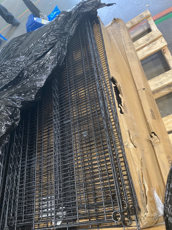 Photo 1 of ***Large bundle of metal shelves on wheels 
