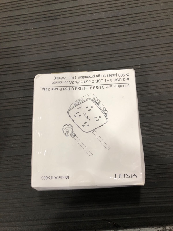 Photo 1 of 10 Ft Surge Protector Power Strip - YISHU 3 Side Outlet Extender with 8 Widely AC Outlets and 4 USB Ports, 10 Feet Extension Cord with Flat Plug, Wall Mount Desk USB Charging Station, ETL,White