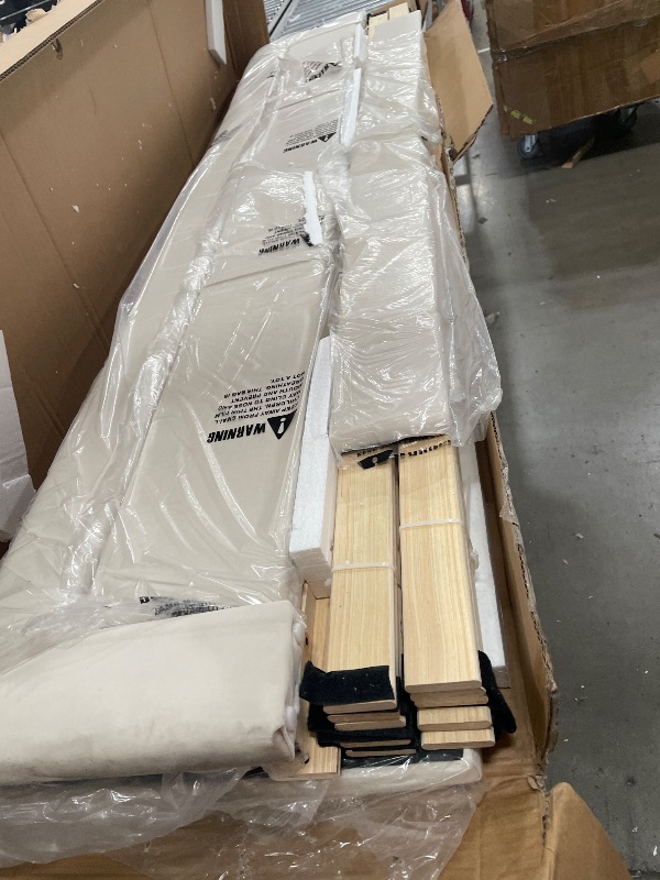 Photo 1 of **PARTS ONLY/SEE NOTES** YITAHOME King Size Bed Frame, Storage Bed Frame with 4 Drawers & LED Light, Platform Bed with Storage Upholstered Headboard and Charging Station, No Box Spring Needed, Easy Assembly, Beige