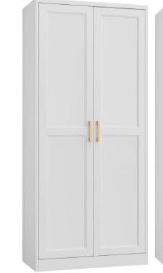 Photo 1 of " Height Metal White Storage Cabinet, Modern Tall Steel Pantry Cupboard with 2 Doors and Adjustable Shelves for Kitchen Garage and Home