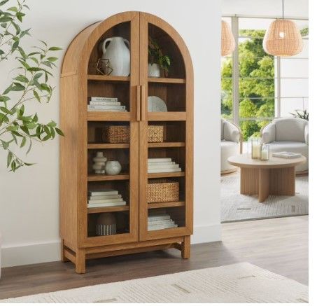 Photo 1 of **BOX 1 OF 2 ONLY, MISSING BOX 2 OF 2 ***
Better Homes & Gardens Juliet Arch Accent Cabinet, Light Honey Finish