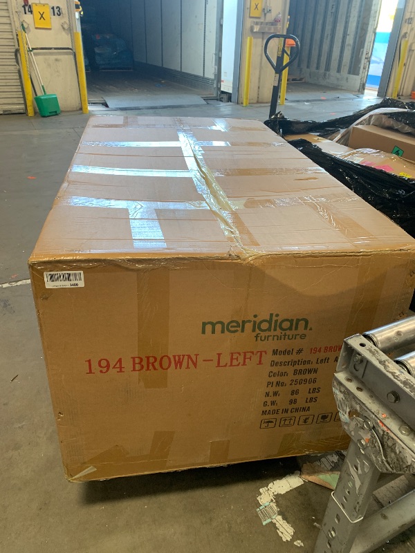 Photo 1 of *** BOX LEFT ARM*** MISSING BOX RIGHT ARM***
Meridian Furniture 194Brown-Sectional Cascade Collection Modern | Contemporary Modular Sectional with Soft Brown Velvet Fabric, Deep Channel Tufting, Curved Arms, 148" W x 80" D x 28" H, Brown