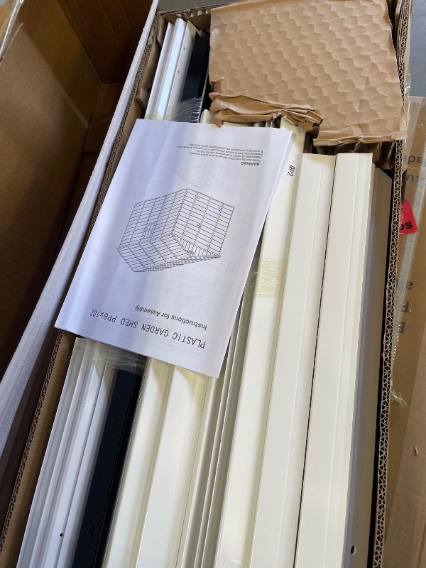View 5 of ***** COMPLETE SET *** 4 BIG BOX ***  1, 2 , 3 AND 4**

8x10 FT Outdoor Storage Resin Shed with Floor,Waterproof Plastic Garden Bike Shed with Lockable Door, Sloped Roof, Vents & Windows, Easy Assembly Tool Shed for Lawn, Backyard, Patio, Grey
