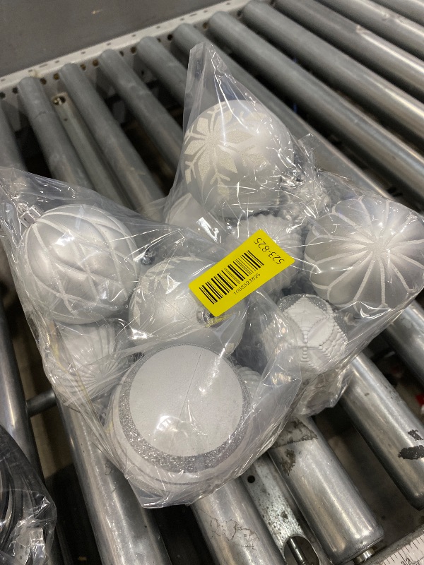 Photo 1 of 100PCS Christmas Ornaments Set Silver & White – Shatterproof Xmas Tree Decorations Balls Kit with Tree Topper Star, Tinsel Garland, Hanging Baubles for Holiday Party Décor Indoor Outdoor