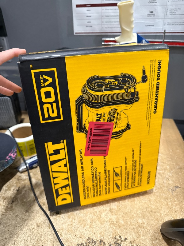 Photo 1 of DEWALT Tire Inflator Portable Air Compressor 20V MAX, Car Air Pump with Automatic Shut Off, LED Light, Tool Only (DCC020IB)