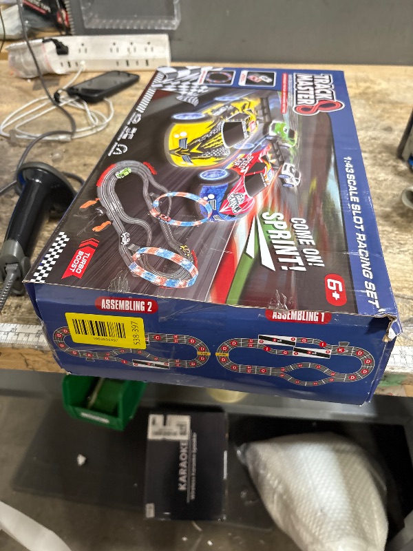 Photo 1 of **NO CARS UNCKUDED**2-in-1 Slot Car Race Track Set with 4 High-Speed Cars, Electric Track, Dual Racing Game with 2 Controllers, Circular Overpass Design Featuring Flash Tracks. Toy Gift for Boys Kids Ages 4-6 6-8 8-12