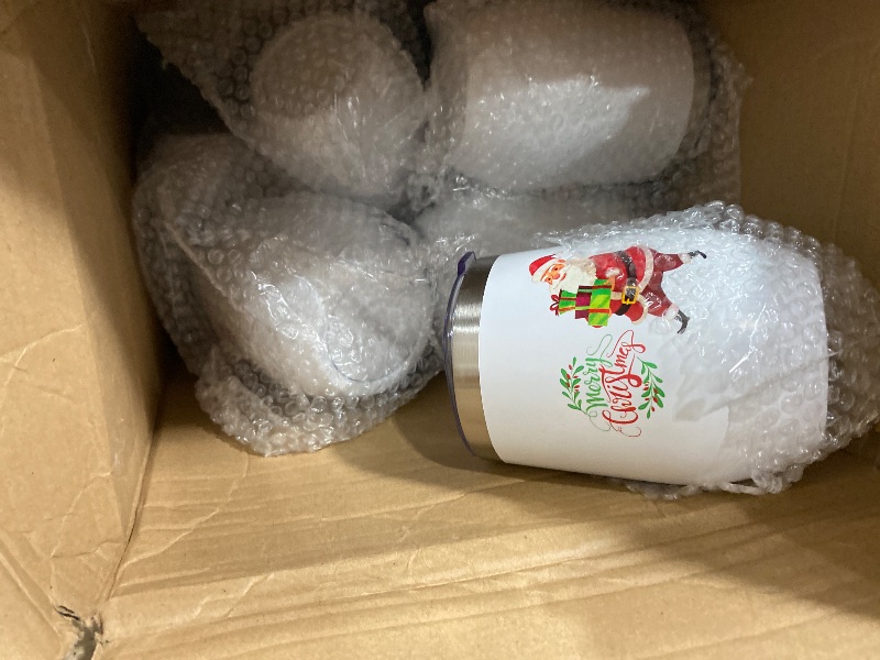 View 3 of *missing some mugs* Sliner 16 Pcs Christmas Funny Wine Tumbler Spoon Set 12 Oz Stainless Steel Tumbler with Straw Brush Double Wall Insulated Travel Coffee Mug for Christmas Xmas Party Decorations Holiday Gift