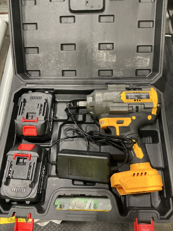 Photo 1 of **UNTESTED**
Labfintom 1000Nm(738ft-lbs) Cordless Impact Wrench 1/2 inch, High Torque Brushless Impact Gun w/Two 4.0AH Battery, with Storage Case, Electric Impact Wrench for Car Truck, RV/Mower