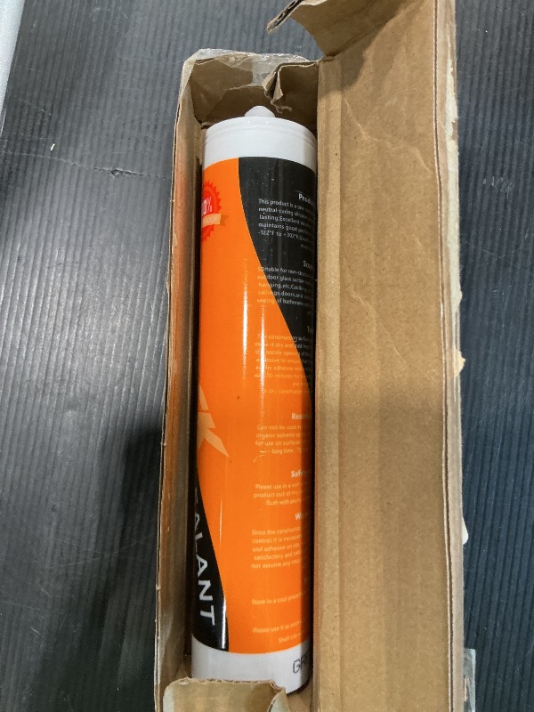 Photo 1 of ***MISSING CAULK TIP*** WELLUCK Grey Silicone Caulk, 100% Waterproof Silicone Sealant Adhesive Caulking,for RV, Kitchen,Bathroom, Window, Door, Glass,10.2FL.OZ/300ML?1 Pack?