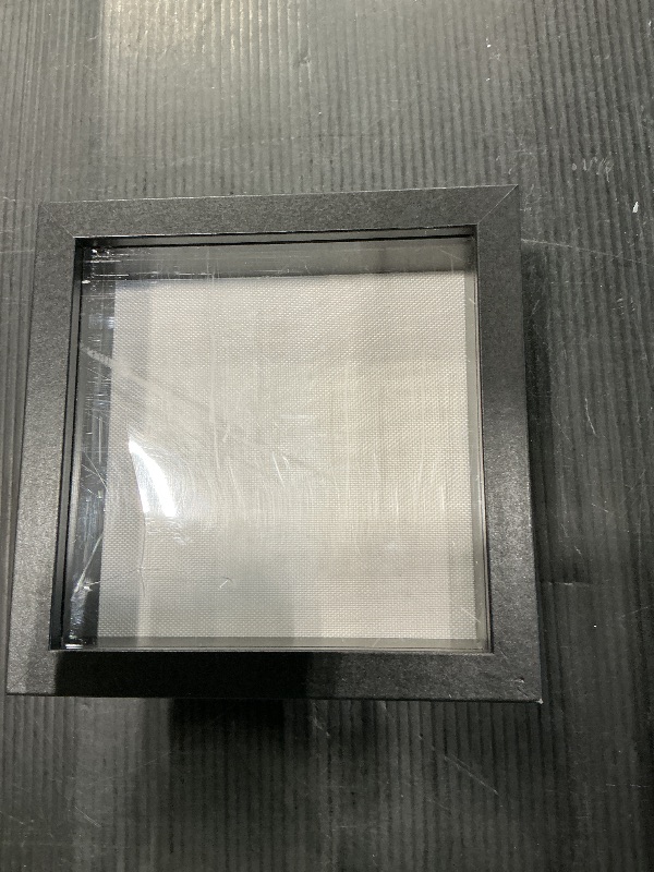 Photo 1 of ***MINOR DAMAGE*** 5x5 Shadow Box Picture Frame with Soft Linen Back - Metal Push Pins Included, Memory Box Display Case for Memorabilia Flower Awards Medals Wedding Photos, Black