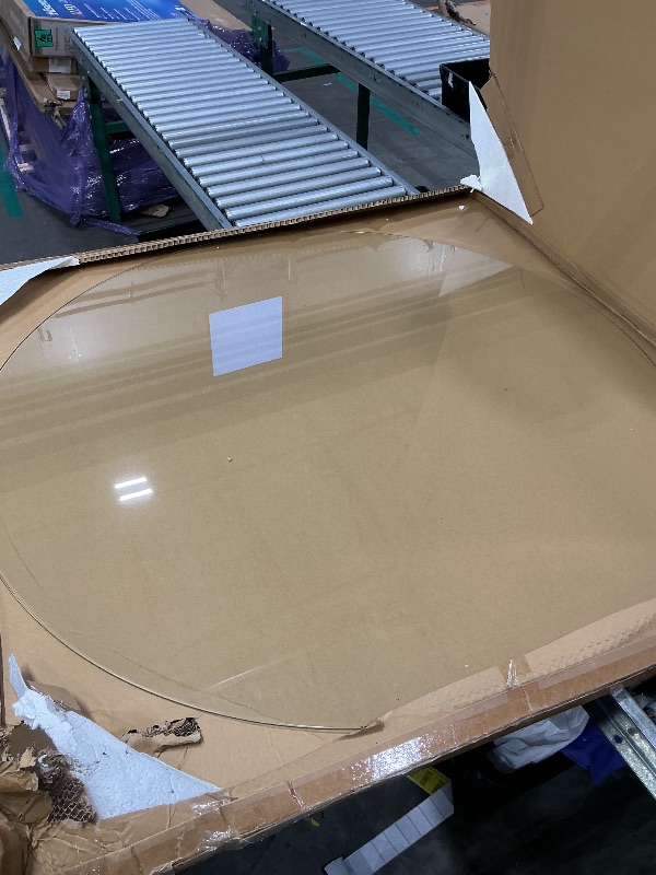 Photo 1 of [Tempered Glass] 55" x 55" Round Glass Chair Mat, Heavy Duty Hard Floor Mat with Round Corner and Polished Edge, Office Chair Mat for Carpet Office Home Hardwood Floor Desk