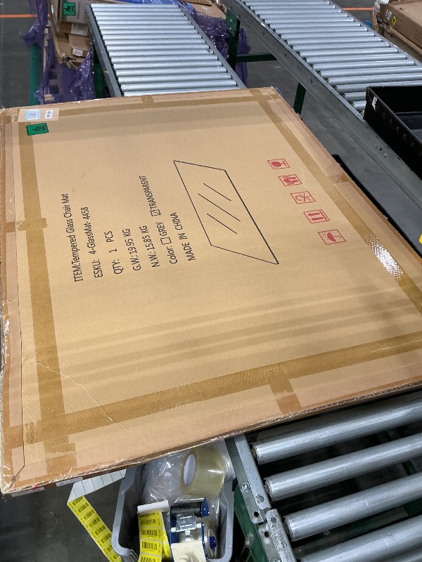 Photo 1 of [Tempered Glass] 55" x 55" Round Glass Chair Mat, Heavy Duty Hard Floor Mat with Round Corner and Polished Edge, Office Chair Mat for Carpet Office Home Hardwood Floor Desk