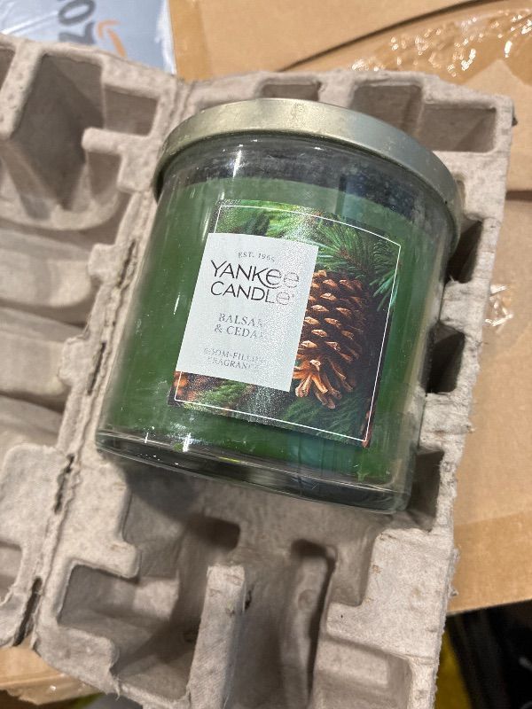 Photo 1 of **MINOR DAMAGE - USED**
Yankee Candle Balsam and Cedar, Holiday Scented Candle, 14.5oz 3-Wick Candle Jar with up to 40 Hours Burn Time, Giftable, Holiday