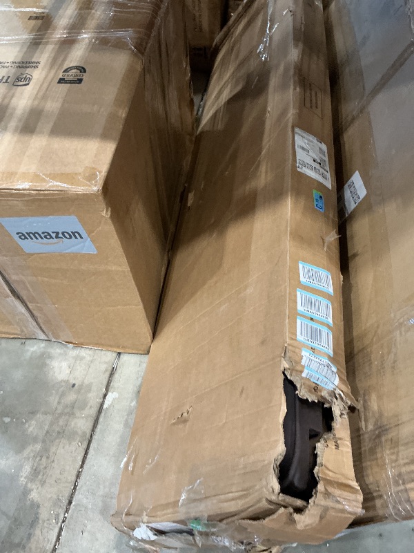 Photo 1 of *MINOR DAMAGE - USED*
Sismplly King Size Upholstered Bed Frame with Adjustable Headboard, Faux Leather Platform Bed with Wood Slats, Lychee Grain Leather, No Box Spring Needed, Easy Assembly, Noise Free, Dark Brown