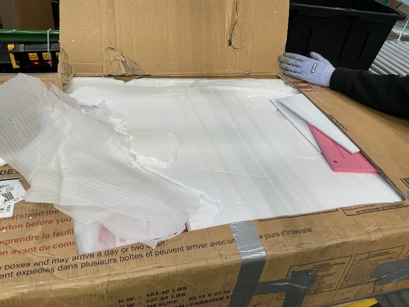 Photo 1 of *PARTIAL SET - ONLY box 3/3, MISSING 1/3 & 2/3*
Full-Over-Full Bunk Beds Castle Style Bunk Bed with 2 Drawers 3 Shelves and Slide - Pink