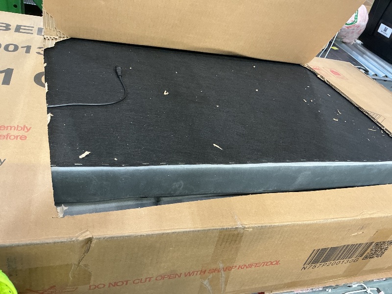 Photo 1 of (SEE NOTES) Merax Upholstered King Bed, with Reading Lamp and USB Port, Wide Velvet Headboard, (Without Bedside Tables and Mattress), Grey