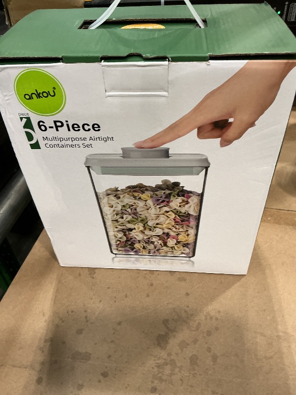 Photo 1 of Ankou Airtight Food Storage Container Sets with Lids 6Pcs Pop Containers for Kitchen Pantry Organization BPA-Free Stackable Kitchen Storage Containers for Cereal Flour Sugar (0.5, 1.2, 1.8qt)*2