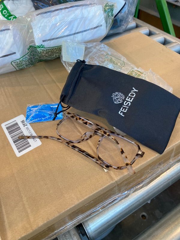 Photo 1 of ***MAJOR DAMAGE*** ***READ CLERK NOTES*** FEISEDY Blue Light Blocking Glasses Fake Nerd Clear Square Computer Lightweight Pilot Glasses Frame Oversized B2866