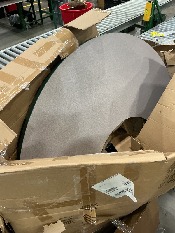 Photo 1 of ***SEE CLERK COMMENTS*** FDP Half Moon Activity School and Office Table (36 x 72 inch), Standard Legs with Ball Glides for Collaborative Seating Environments, Adjustable Height 19-30 inches - Maple Top and Green Edge