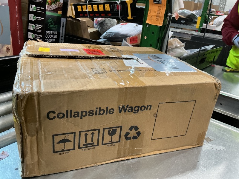 Photo 1 of *Damaged item/ wobbly first wheel* * Collapsible Wagon Cart Foldable with 350lbs Weight Capacity, Lightweight Utility Shopping Cart with Wheels, Folding Grocery Wagon Carts Portable for Beach Garden Sports and Camping, Black