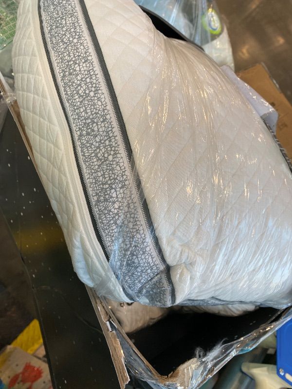 Photo 1 of **MINOR DAMAGE - USED**
DreamyBlue Gusseted Sapphire Pillow • Adjustable Loft, Luxury Cover, Shredded Memory Foam Fill w/Cooling Beads • Ideal for Wide Shoulders • Neutral Alignment for All • CertiPUR-US Certified (Queen)