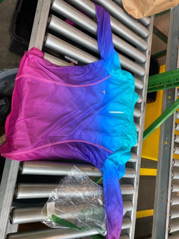 Photo 1 of ***MINOR DAMAGE*** Avoogue Womens Rashguard Long Sleeve with Thumb Holes Moisture Wicking UV Protection Shirts Workout Hiking Tops(Gradient Rainbow,M)