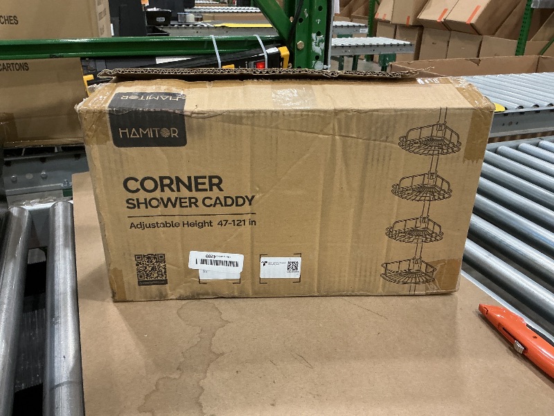 Photo 1 of *Untested*
HAMITOR Corner Shower Caddy Tension Pole: 4-Tier Rust-Resistant Adjustable Bathroom Organizer Shelves - 47-121 Inch No-Drill Quick Installation - Space-Saving Storage for Renters Family - Silver Gray