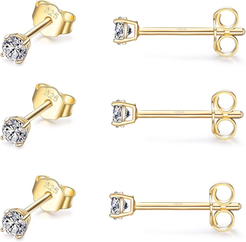 Photo 1 of ***SEE CLERK COMMENTS*** EPIRORA Sterling Silver Stud Earrings for Women Men- 2 Pairs 3mm Tiny Ball Stud Earrings Round CZ Earrings Pearl Earrings Set Cartilage Small Tragus Earrings