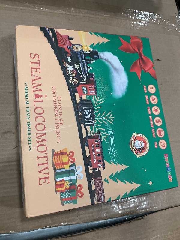 Photo 1 of BainGesk Train Set, Christmas Train Set with Steam, Light and Sounds, Electric Train Toy for Boys & Girls, Christmas Train Set for Under The Tree, Gifts for 3 4 5 6 7 8 Year Old Kids