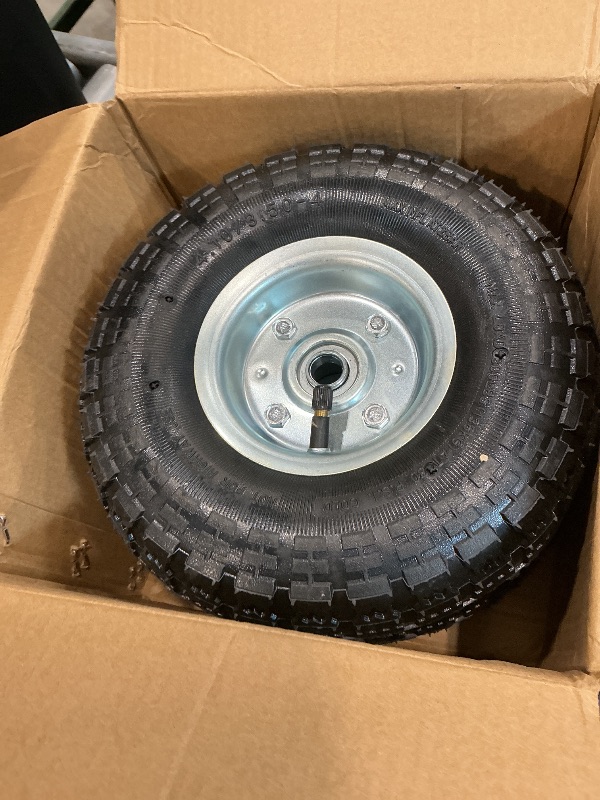 Photo 1 of (2 Pack) RRQ 10 Inch Pneumatic Wheel 4.10/3.50-4 Tire, 10" Pneumatic Wheels with 5/8" Bearings,2.2" Offset Hub for Garden Cart, Hand Truck, Lawn Cart, Mower