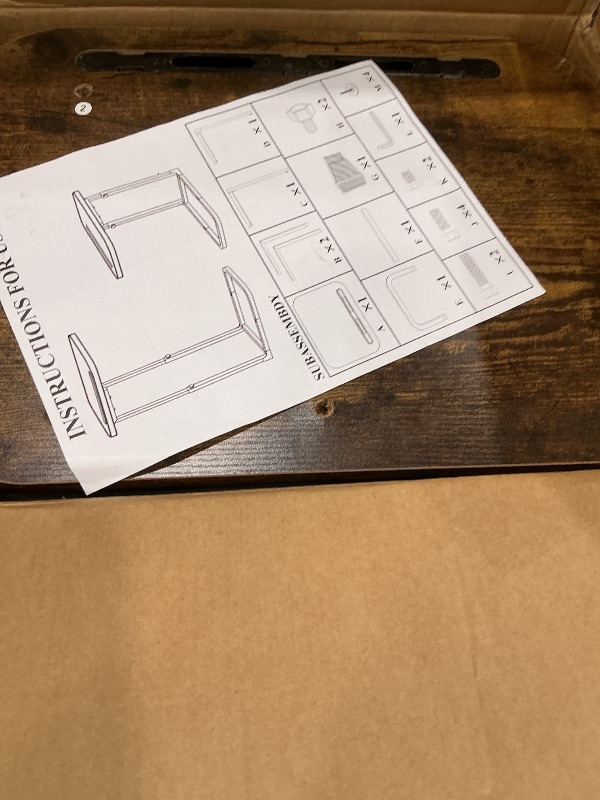 Photo 1 of *missing peices/ tools for legs* Fashion TV Tray Table with Large Tabletop, Adjustable Sofa Table with Storage Baskets, Strong Metal Frame, Tv Dinner Tray Table for TV Watching, Meals, Snacks (Square, Brown, 16.93inch x 12.6inch)
