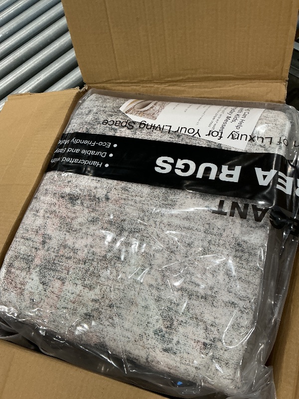 Photo 1 of Soalmost 6x9 Abstract Area Rugs for Living Room 6 x 9 Washable Grey Pink Non Slip Low Pile Rugs for Bedroom Dining Room Foldable Thin