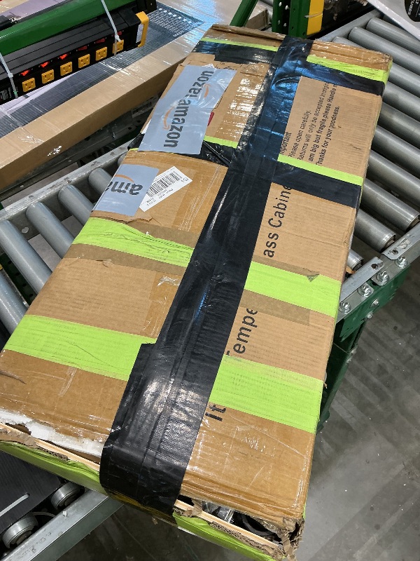 Photo 1 of ***SEE CLERK COMMENTS*** HD Tempered Glass Display Case for Home, Office, Clinic, Pantry, Assemble Required (Dark Brown)