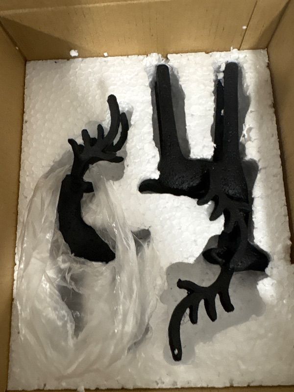 Photo 1 of **MINOR DAMAGE**
Burbell 2 Set Modern Christmas Decor Neutral Christmas Reindeer Decor Resin Deer Statues Figurines Elk Statues for Neutral Modern Living Room Bedroom Office Bookshelf Desk Ornaments(Black,Small)