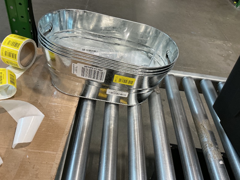 Photo 1 of 4 PCS 3 Gallon Galvanized Tub Champagne Bucket with Carry Beer Drink Storage Cooler Metal Beverage Ice Tub Galvanized Ice Buckets for Parties and Cocktail Bar Mimosa Supplies, 15.8 X 9 X 6.2 Inches