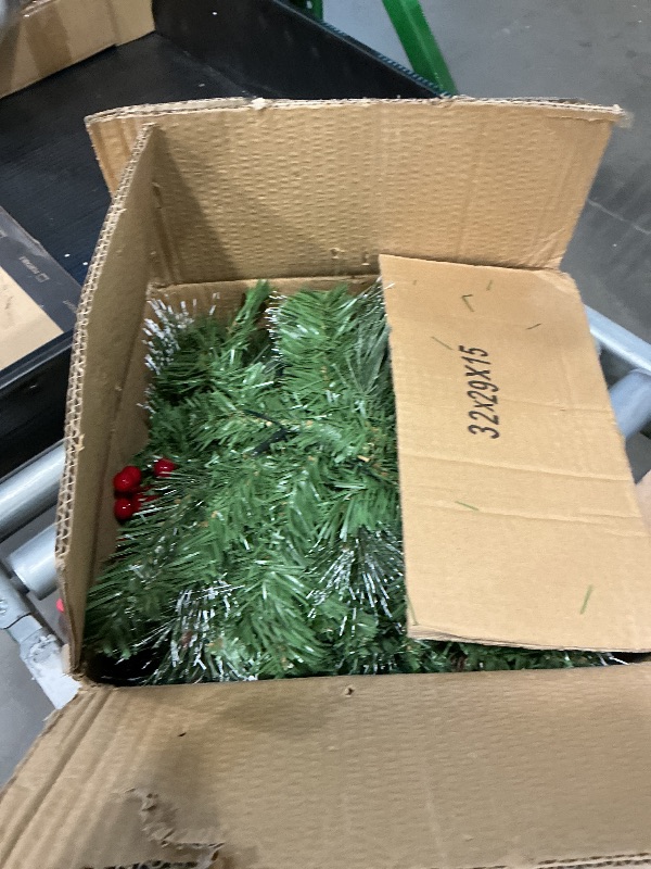 Photo 1 of [ Timer & 8 Modes ] TURNMEON 9 Ft Christmas Garland with 50 Colorful Lights Thicker 270 Branchs Tips 10 Pinecones 70 Red Berries Lighted Garland Christmas Decorations Mantel