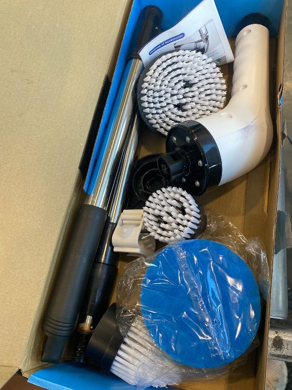 Photo 1 of **MINOR DAMAGE - USED**
Electric Spin Scrubber Upgraded Battery with Extra-Long Runtime, IPX7 Waterproof Power Cleaner with 7 Brush Heads, 2 Speeds Adjustable Long Handle for Bathroom, Floor, Shower, Tile & Kitchen Cleaning