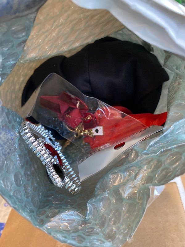 Photo 1 of **MISSING PARTS**
GANSHAYA 7 Pcs Halloween Queen Costume Include Queen Cape,Crown,Wand,Collar,Earrings,Gloves and Socks for Women Wonderland Costume Fancy Dress Up