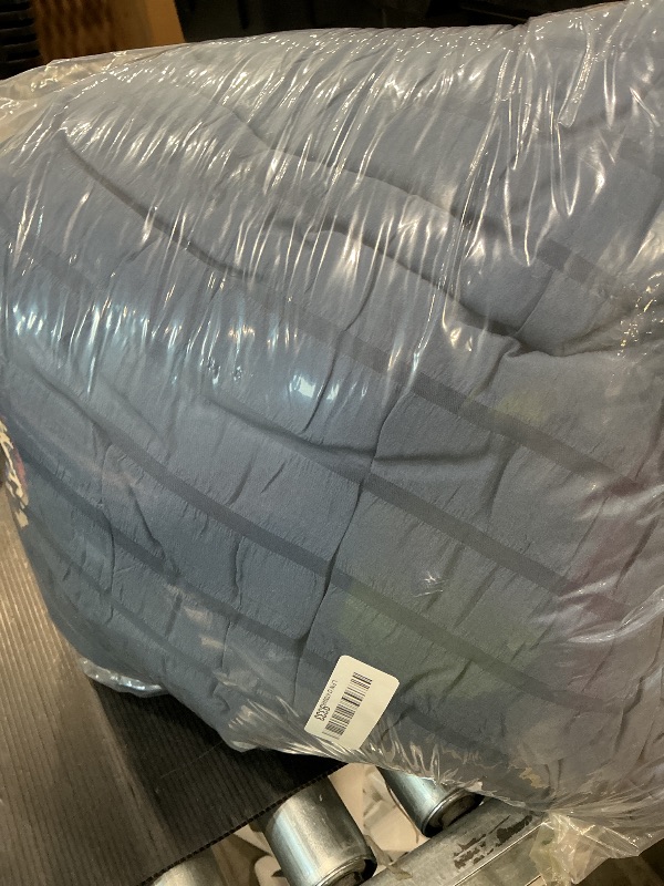 Photo 1 of ***MISSING PIECES*** Love's cabin Seersucker Navy Blue 7 Pieces Comforter Set Full, All Season Bedding Set, Full Bed in a Bag Comforter Set with Comforter, Flat Sheet, Fitted Sheet, Pillowcase and Pillow Sham